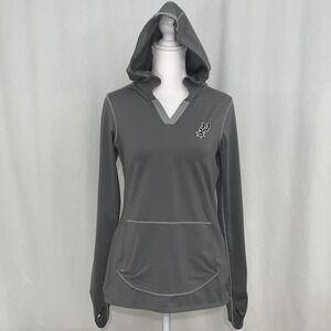 Antigua San Antonio Spurs Womens Gray Performance Hoodie V-Neck Size Small NBA